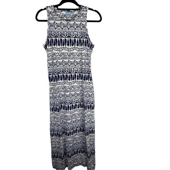 J. McLaughlin Blue / White Pattern Maxi Dress- Size M - Picture 4 of 10